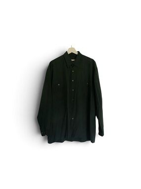 Burma Bibas | Silk Button Down Shirt in Forest Green